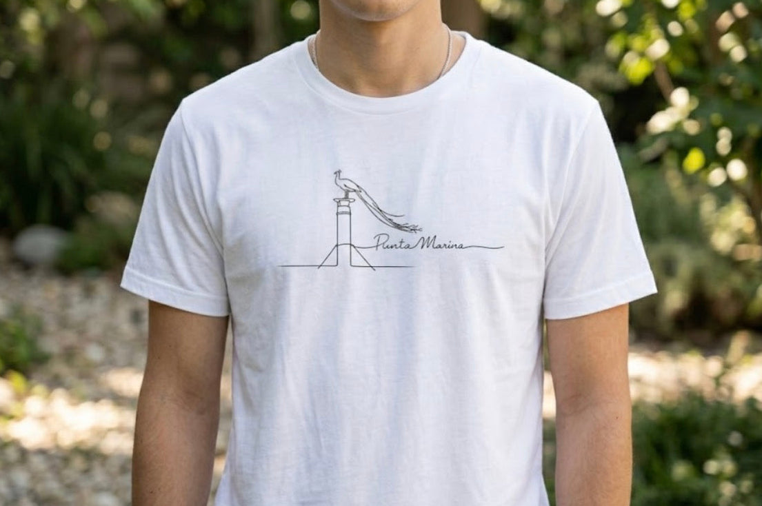 T-shirt Punta Marina Pavone | Maglietta Unisex Bianca